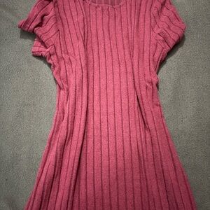 Pink Ribbed Knit Dress